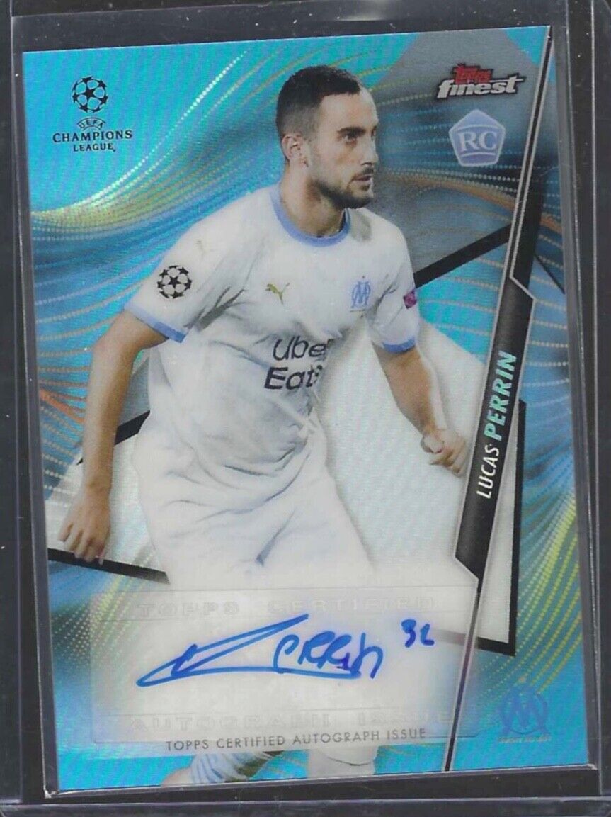 LUCAS PERRIN 2020-21 TOPPS FINEST UCL BLUE REFRACTOR ROOKIE AUTO RC #D /150