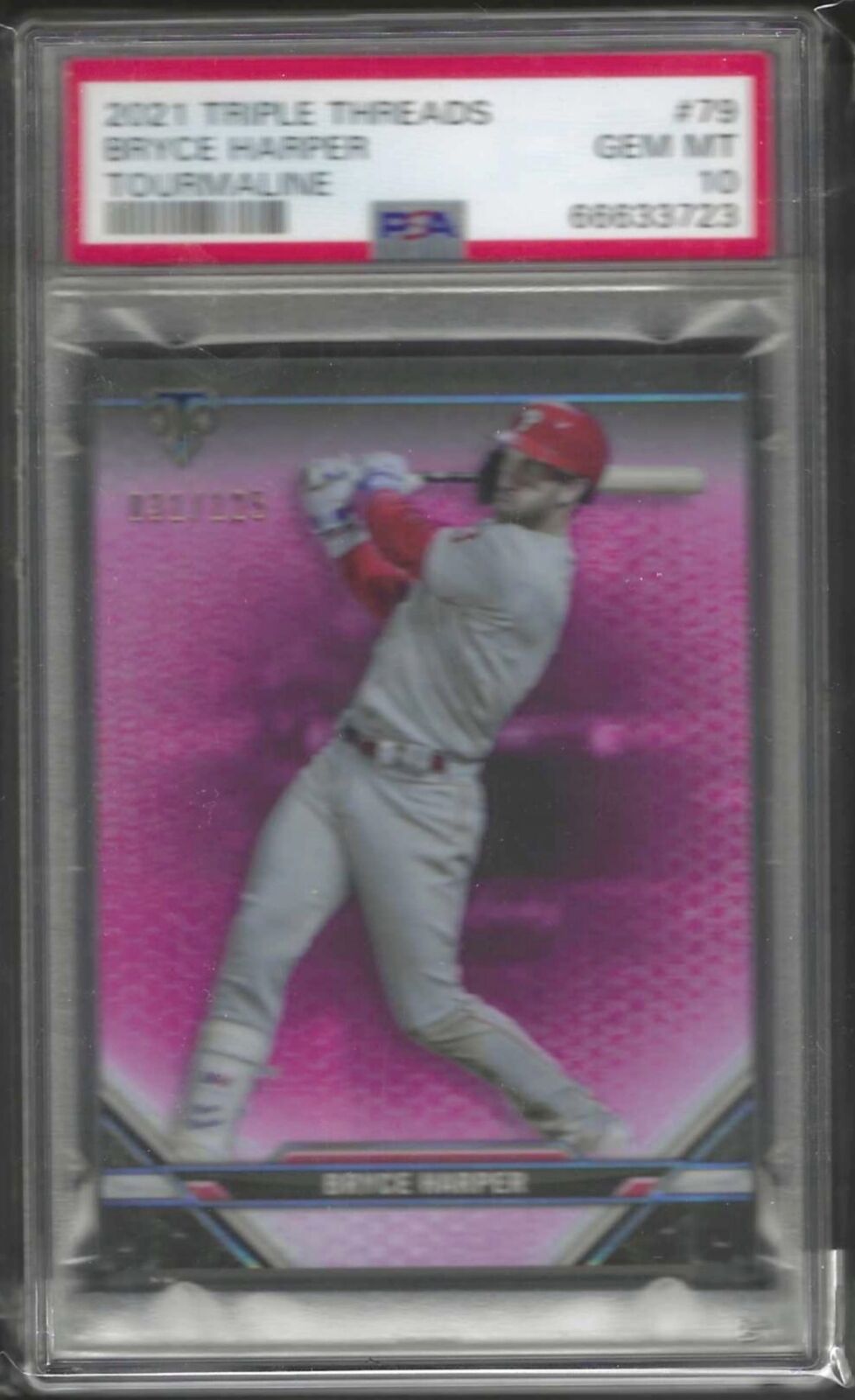 BRYCE HARPER 2021 TOPPS TRIPLE THREADS TOURNALINE /125 PSA 10 GEM MINT POP 1/1