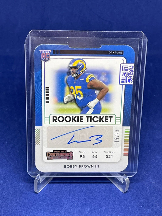 BOBBY BROWN III 2021 CONTENDERS ROOKIE TICKET STUB AUTO DIE CUT RC #D 15/95