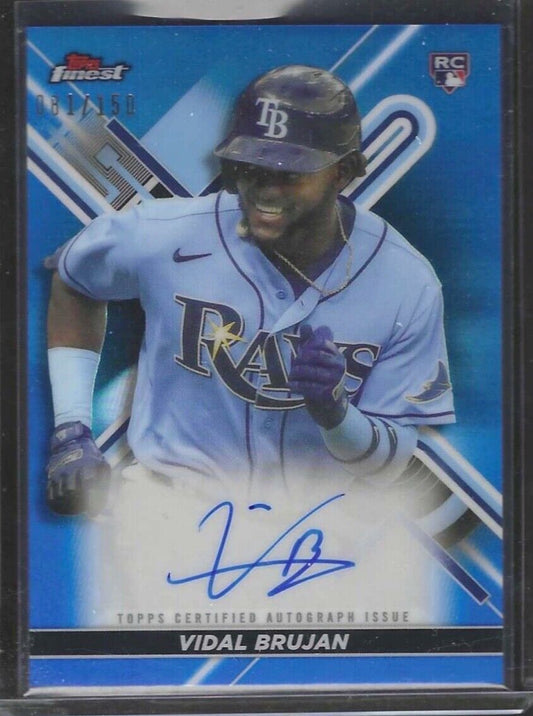 VIDAL BRUJAN 2022 TOPPS FINEST BLUE REFRACTOR ROOKIE  ON CARD AUTO RC #D 021/150