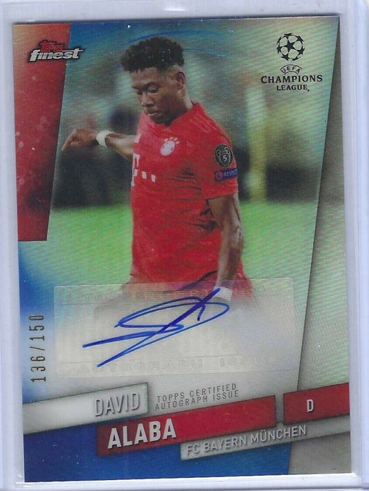 DAVID ALABA 2019-20 TOPPS FINEST UCL BLUE REFRACTOR AUTO #D 136/150