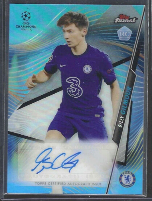 BILLY GILMOUR 2020-21 TOPPS FINEST UCL BLUE REFRACTOR ROOKIE AUTO RC #D 108/150