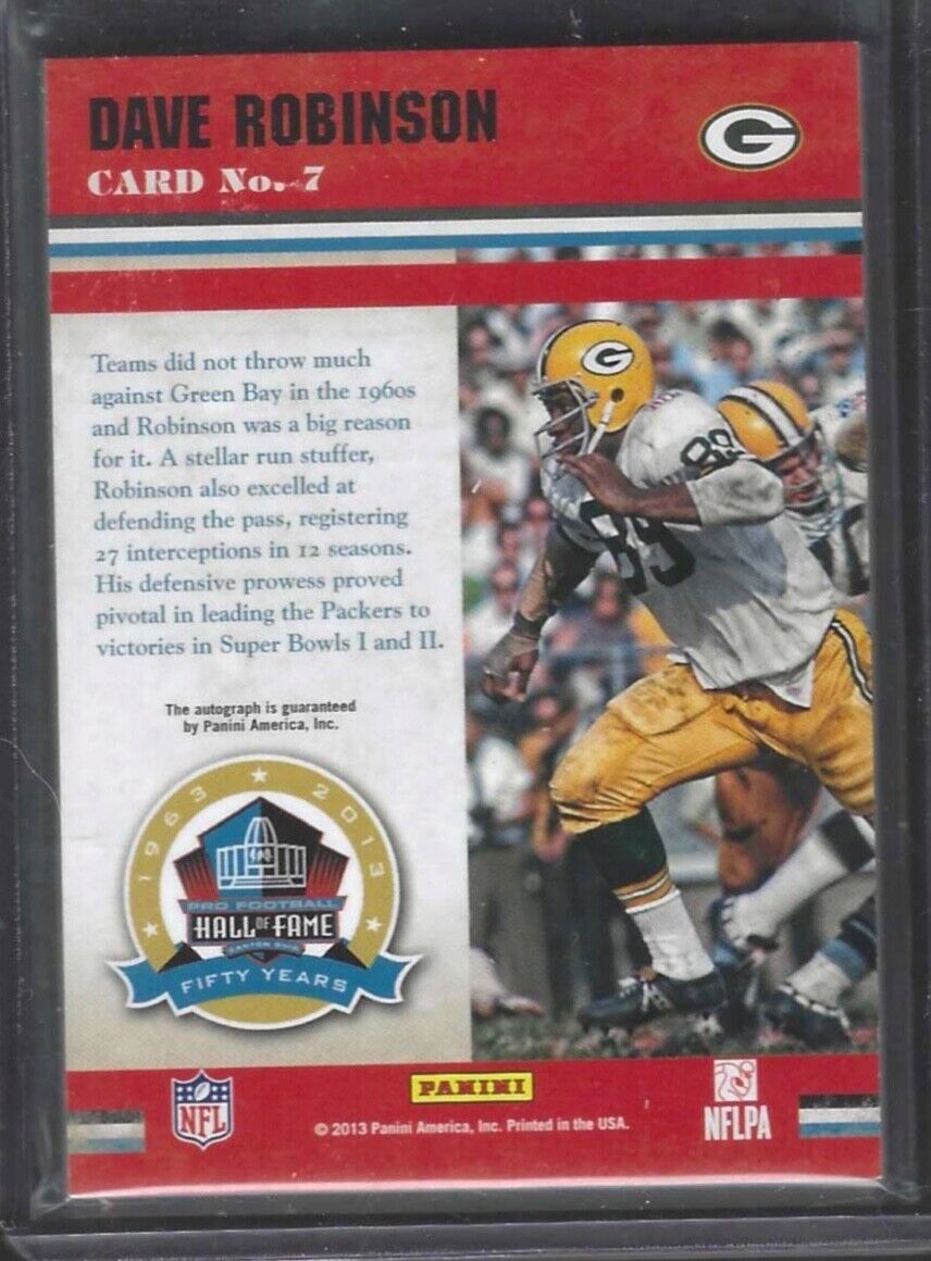 DAVE ROBINSON 2013 PANINI HALL OF FAME CLASS OF 2013 ON CARD PACKERS AUTO SSP #7