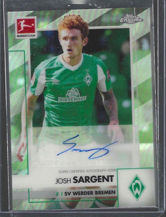 JOSH SARGENT 2020-21 TOPPS CHROME BUNDESLIGA SILVER REFRACTOR AUTO #BCA-JSA