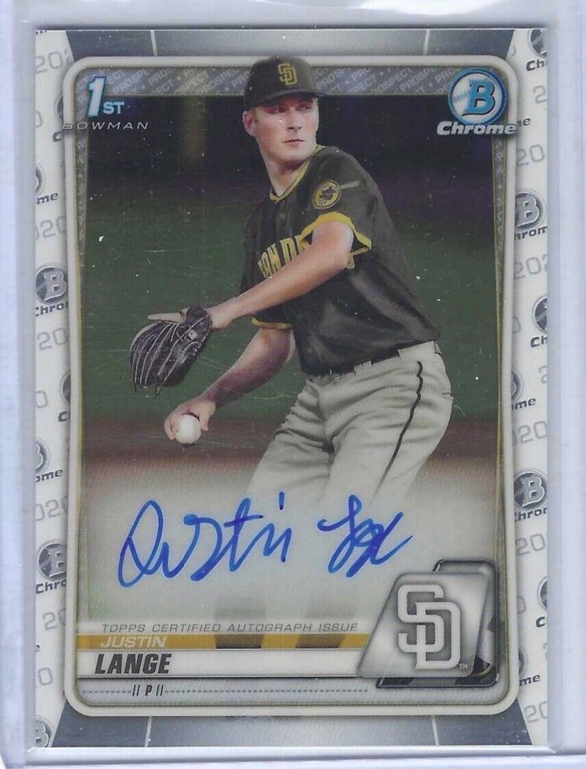 JUSTIN LANGE 2020 BOWMAN CHROME DRAFT 1ST PROSPECT AUTO #CDA-JL