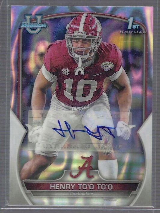 HENRY TO'O TO'O 2022 BOWMAN CHROME UNIVERSITY WAVE REFRACTOR 1ST AUTO #D 1/199