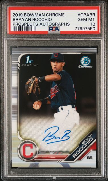BRAYAN ROCCHIO 2019 BOWMAN CHROME PROSPECTS 1ST ON CARD AUTO PSA 10 GEM MINT