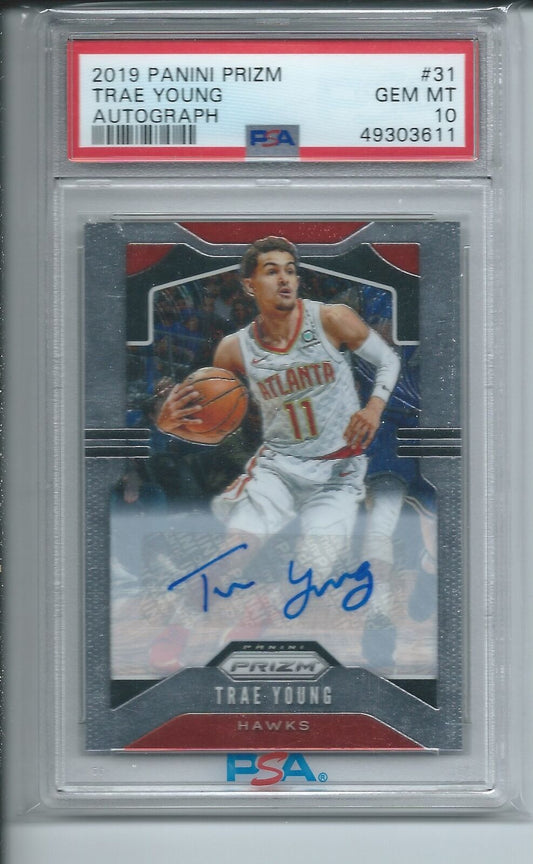 TRAE YOUNG  2019-20 PANINI PRIZM AUTO #31 PSA 10 GEM MINT
