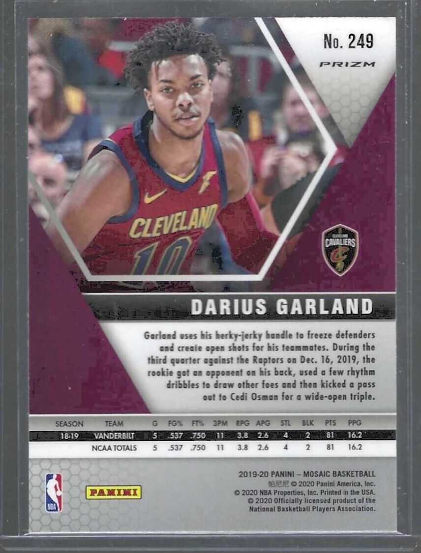 DARIUS GARLAND 2019-20 PANINI MOSAIC ORANGE REACTIVE PRIZM ROOKIE RC #249