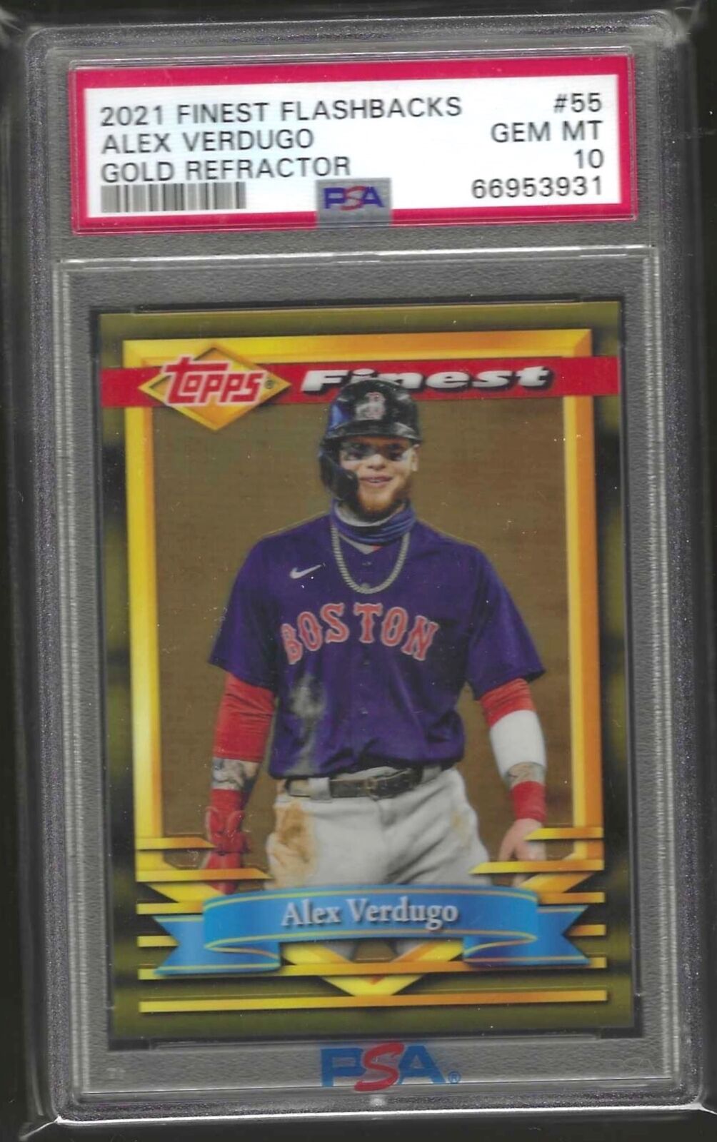 ALEX VERDUGO 2021 TOPPS FINEST FLACKBACKS GOLD REFRACTOR /50 PSA 10 GEM POP 1/1