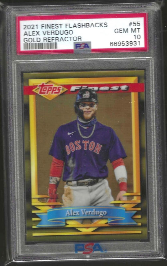 ALEX VERDUGO 2021 TOPPS FINEST FLACKBACKS GOLD REFRACTOR /50 PSA 10 GEM POP 1/1