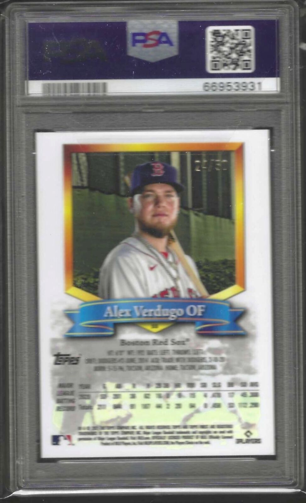 ALEX VERDUGO 2021 TOPPS FINEST FLACKBACKS GOLD REFRACTOR /50 PSA 10 GEM POP 1/1