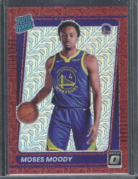 MOSES MOODY 2021-22 PANINI DONRUSS OPTIC RED CHOICE PRIZM RATED ROOKIE RC #184
