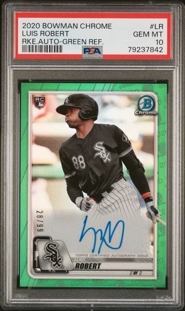 LUIS ROBERT 2020 BOWMAN CHROME GREEN REFRACTOR AUTO RC #D 28/99 PSA 10 GEM MINT