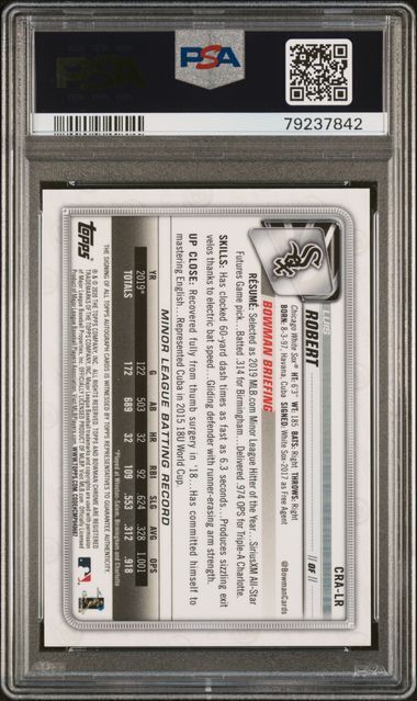 LUIS ROBERT 2020 BOWMAN CHROME GREEN REFRACTOR AUTO RC #D 28/99 PSA 10 GEM MINT