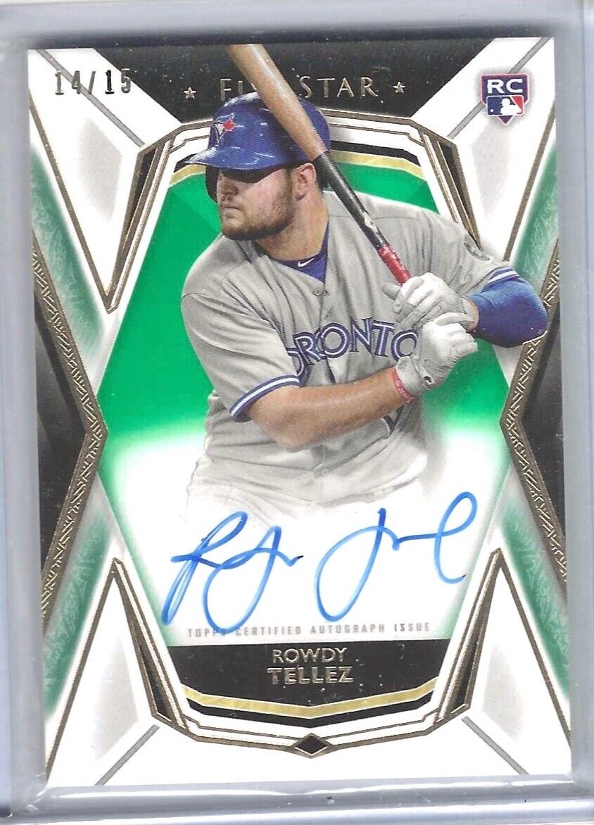 ROWDY TELLEZ 2019 TOPPS FIVE STAR GREEN ON CARD ROOKIE AUTO RC #D 14/15