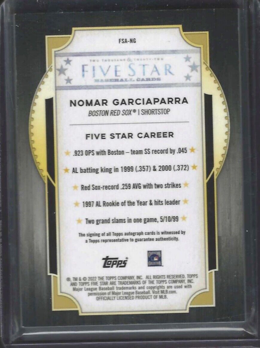 NOMAR GARCIAPARRA 2022 TOPPS FIVE STAR CAREER ON CARD AUTO #FSA-NG