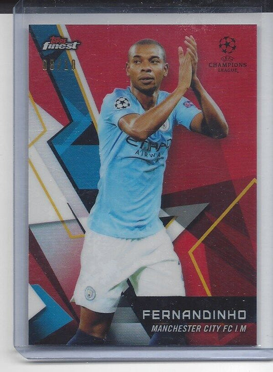 FERNANDINHO 2019 TOPPS FINEST MANCHESTER CITY RED REFRACTOR #D 8/10