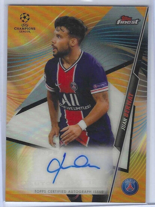 JUAN BERNAT 2020-21 TOPPS FINEST UCL ORANGE REFRACTOR AUTO #D 04/25