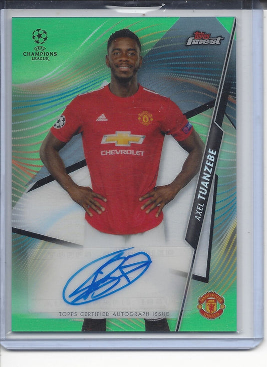 AXEL TUANZEBE 2020-21 TOPPS FINEST UCL GREEN REFRACTOR AUTO #D 48/99