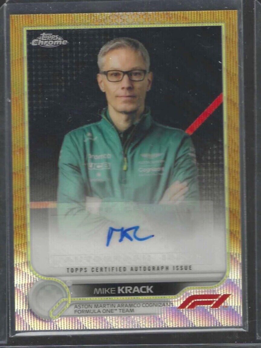 MIKE KRACK 2022 TOPPS CHROME F1 GOLD WAVE REFRACTOR AUTO #D 03/50