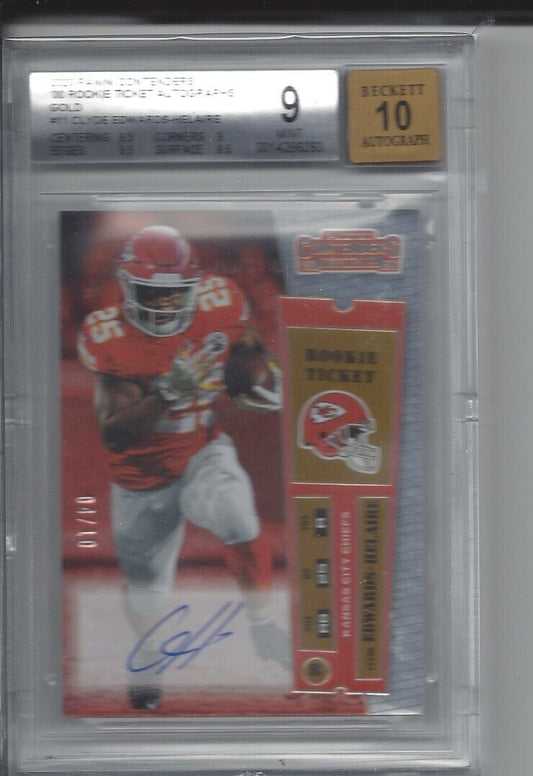 CLYDE EDWARDS HELAIRE 2020 CONTENDERS '00 ROOKIE TICKET GOLD AUTO RC /10 BGS 9