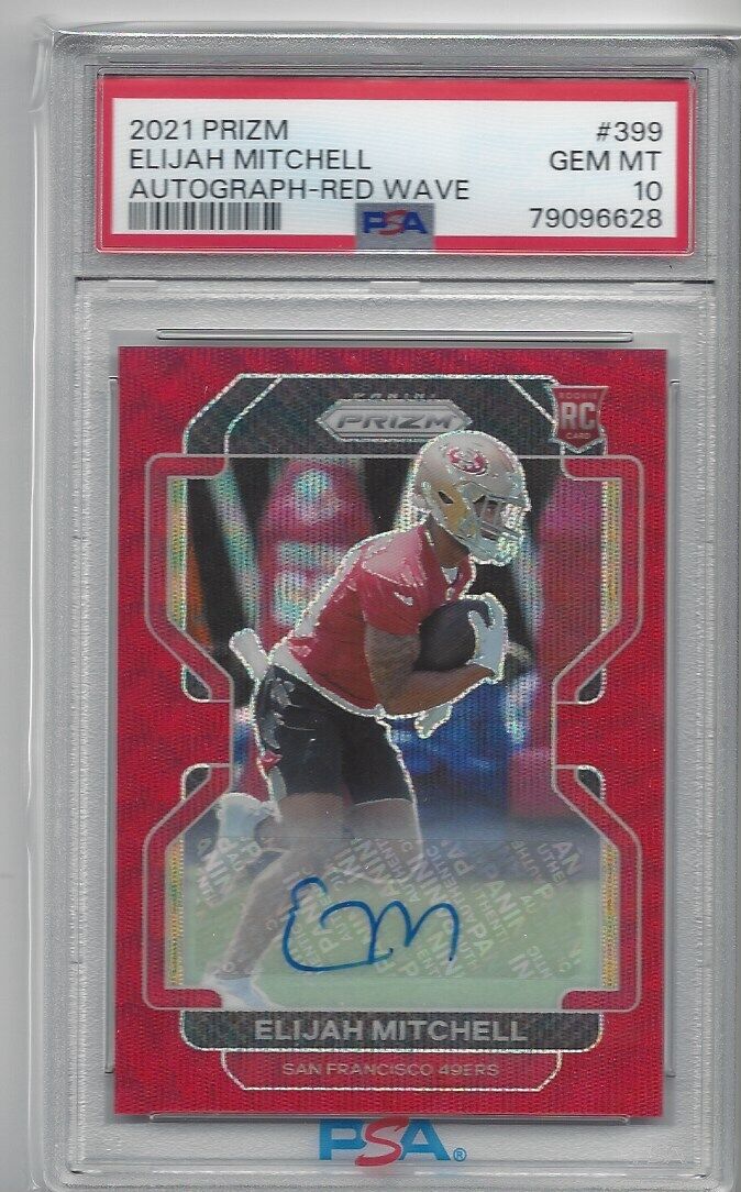 ELIJAH MITCHELL 2021 PANINI PRIZM RED WAVE PRIZMS AUTO RC /149 PSA 10 GEM POP 5