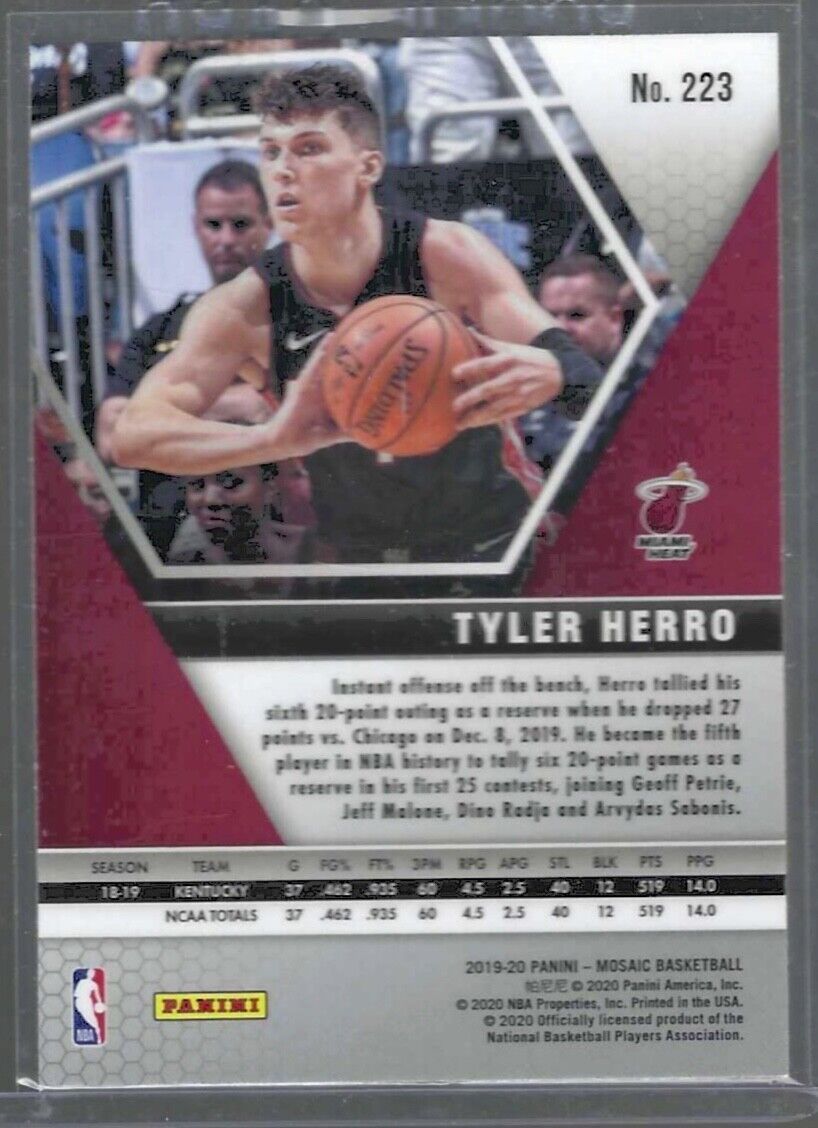TYLER HERRO 2019-20 PANINI MOSAIC SP PHOTO VARIATION ROOKIE RC #223