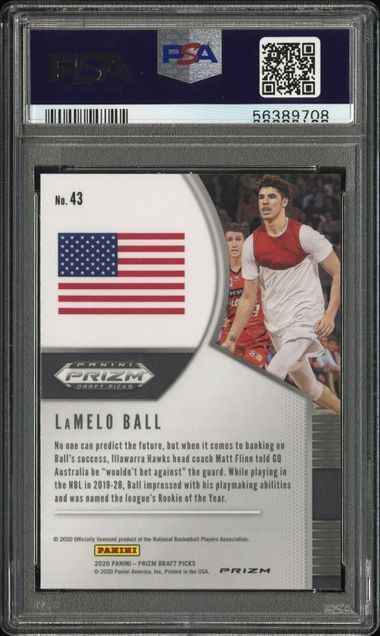 LAMELO BALL 2020-21 PANINI PRIZM DRAFT PICKS TIGER STRIPE CHOICE RC #43 PSA 10