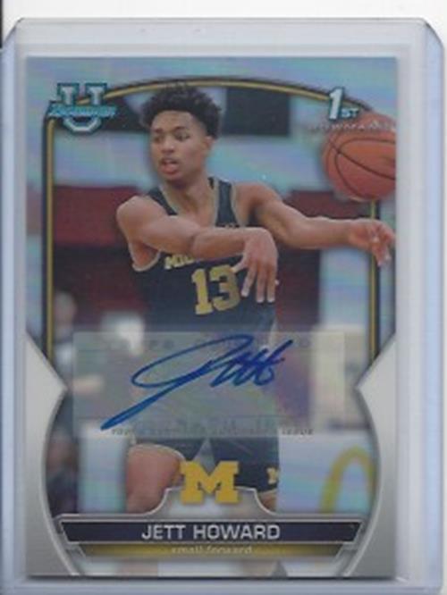 JETT HOWARD 2023 BOWMAN CHROME 1ST UNIVERSITY REFRACTOR AUTO RC #D 10/499