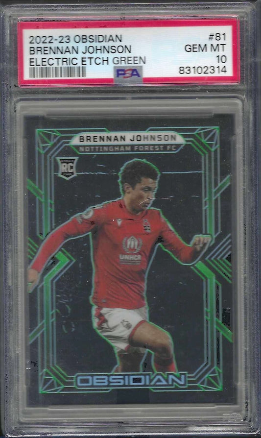 BRENNAN JOHNSON 2022-23 PANINI OBSIDIAN GREEN ETCH RC /5 PSA 10 GEM MINT POP 1/1