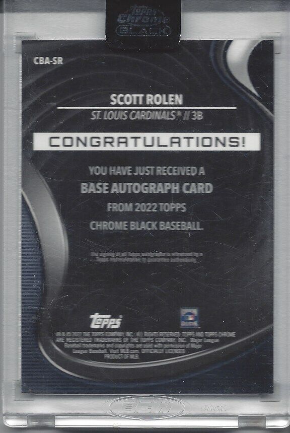 SCOTT ROLEN 2022 TOPPS CHROME BLACK HOF SUPERFRACTOR ON CARD AUTO TRUE #D 1/1