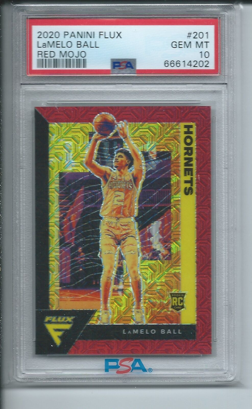 LAMELO BALL 2020-21 PANINI FLUX RED MOJO PRIZM RC #D 6/49 PSA 10 GEM MINT POP 7