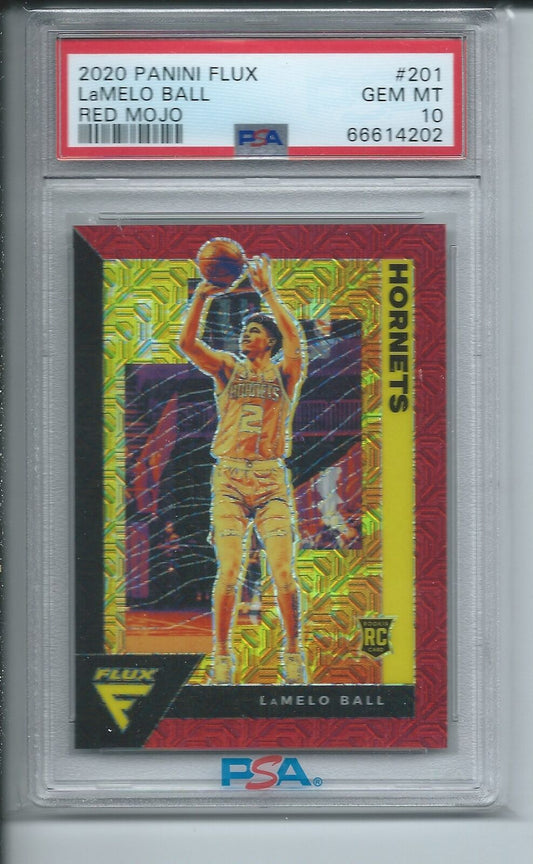 LAMELO BALL 2020-21 PANINI FLUX RED MOJO PRIZM RC #D 6/49 PSA 10 GEM MINT POP 7