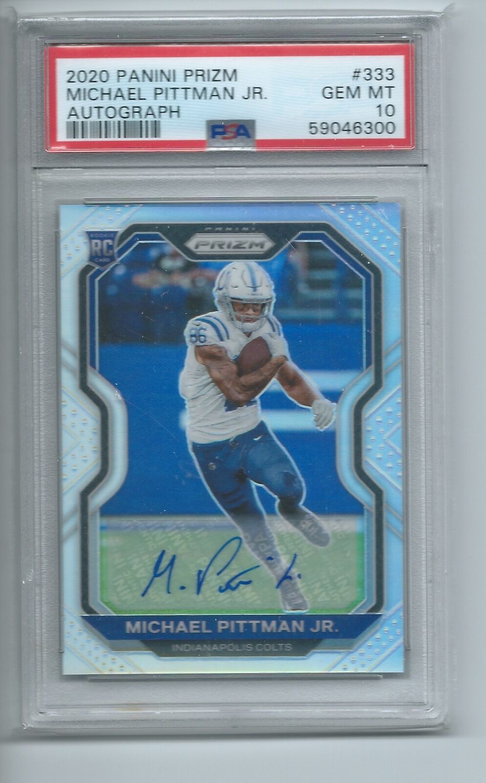 MICHAEL PITTMAN JR 2020 PANINI PRIZM SILVER AUTO RC #333 PSA 10 GEM MINT