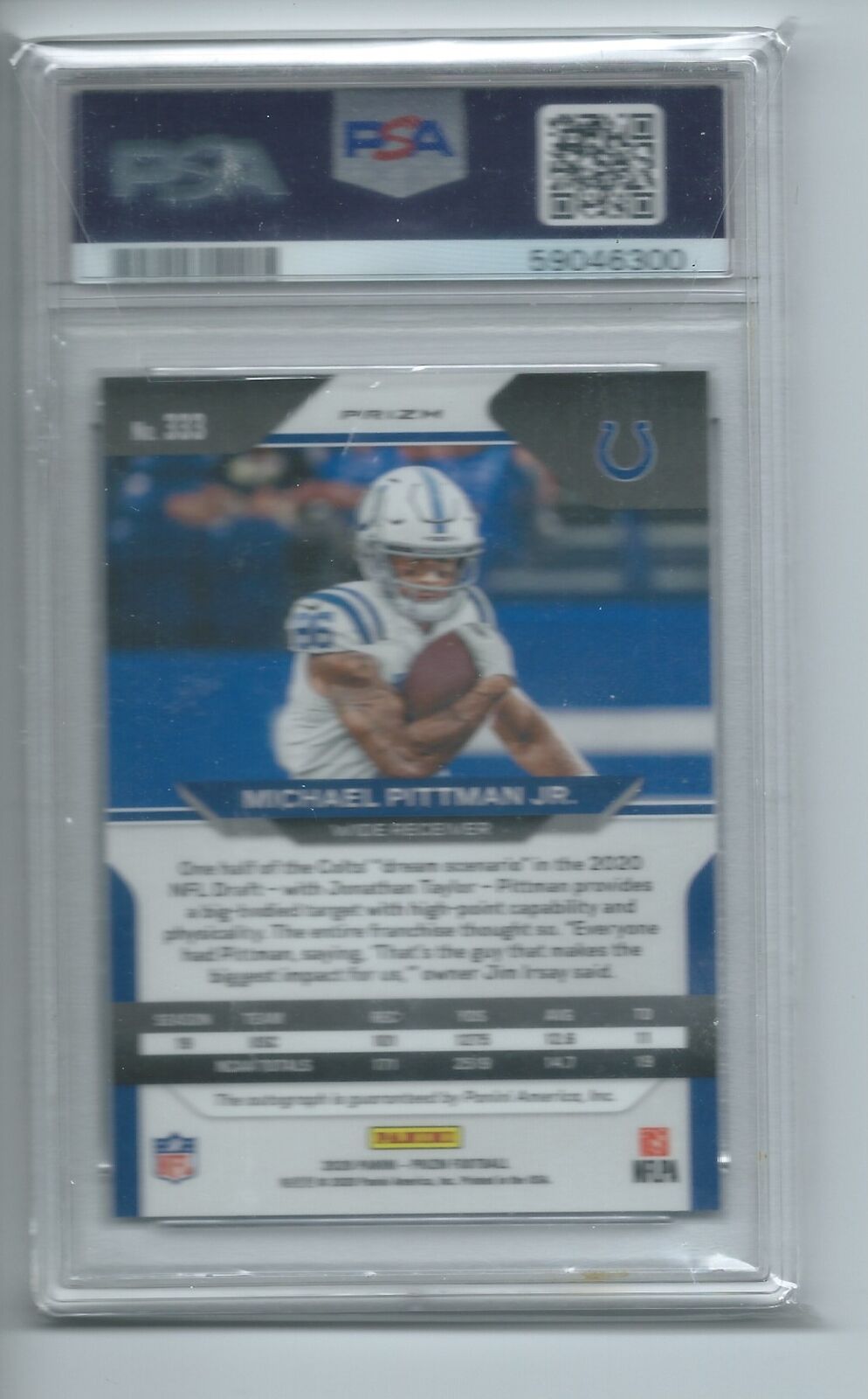 MICHAEL PITTMAN JR 2020 PANINI PRIZM SILVER AUTO RC #333 PSA 10 GEM MINT