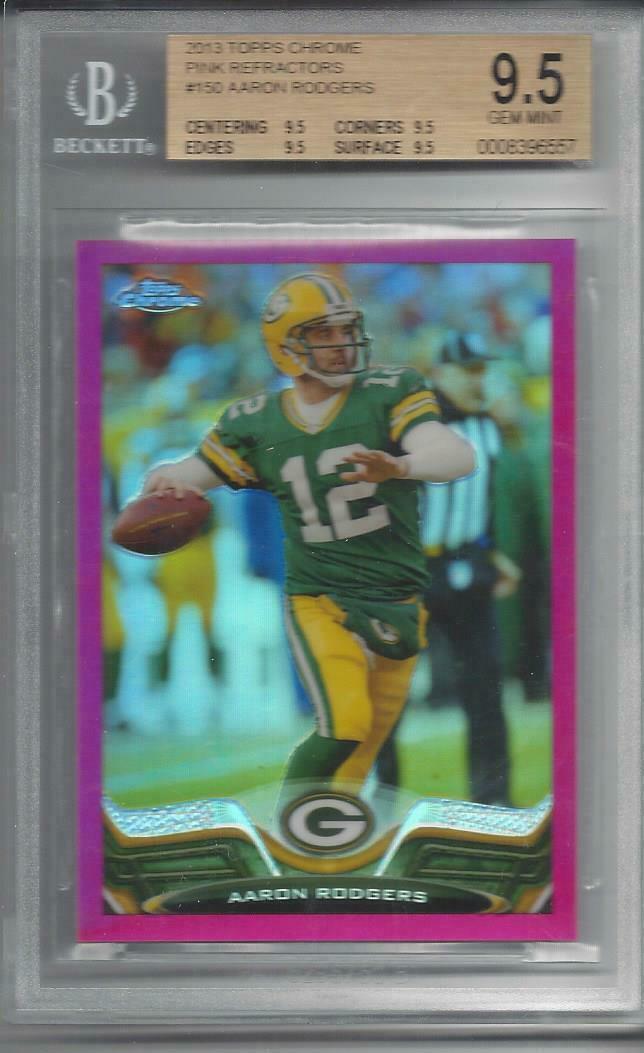 AARON RODGERS 2013 TOPPS CHROME PINK REFRACTOR #D 250/399 BGS 9.5 GEM MINT POP 3
