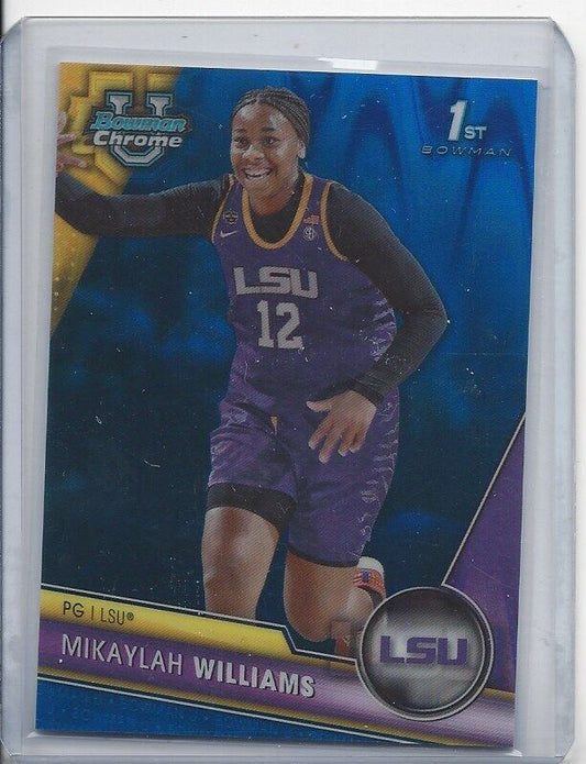 MIKAYLAH WILLIAMS 2023-24 BOWMAN CHROME UNIVERSITY 1ST BLUE LAVA REFRACTOR /199