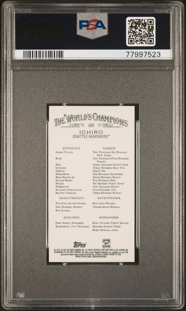 ICHIRO 2022 ALLEN & GINTER MINI RIP CARD SSP EXTENDED #385 PSA 10 GEM MINT POP 3