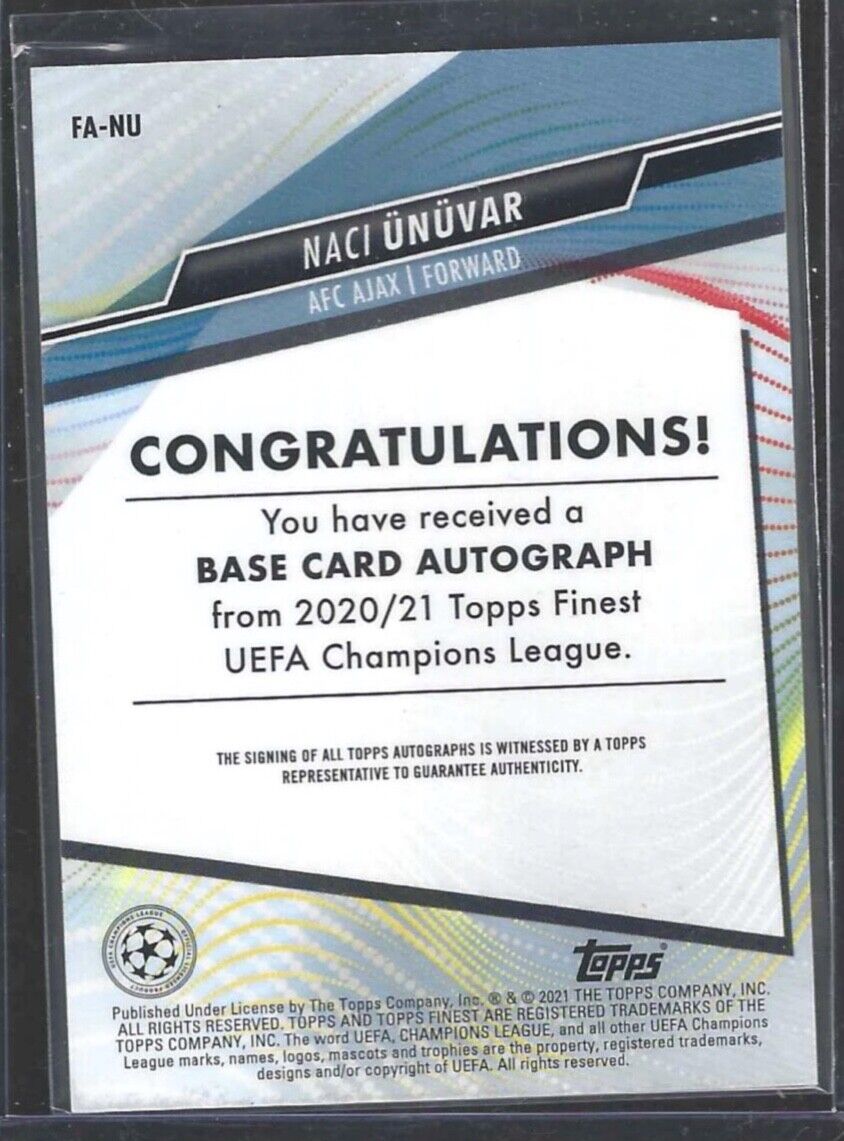 NACI UNUVAR 2020-21 TOPPS FINEST UCL SILVER REFRACTOR AUTO #FA-NU