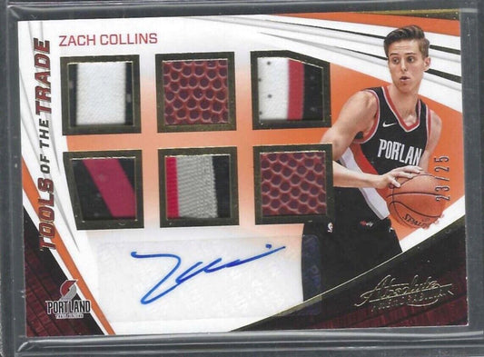 ZACH COLLINS 2017-18 PANINI ABSOLUTE TOOLS OF TRADE SIX PATCH AUTO RC #D 23/25