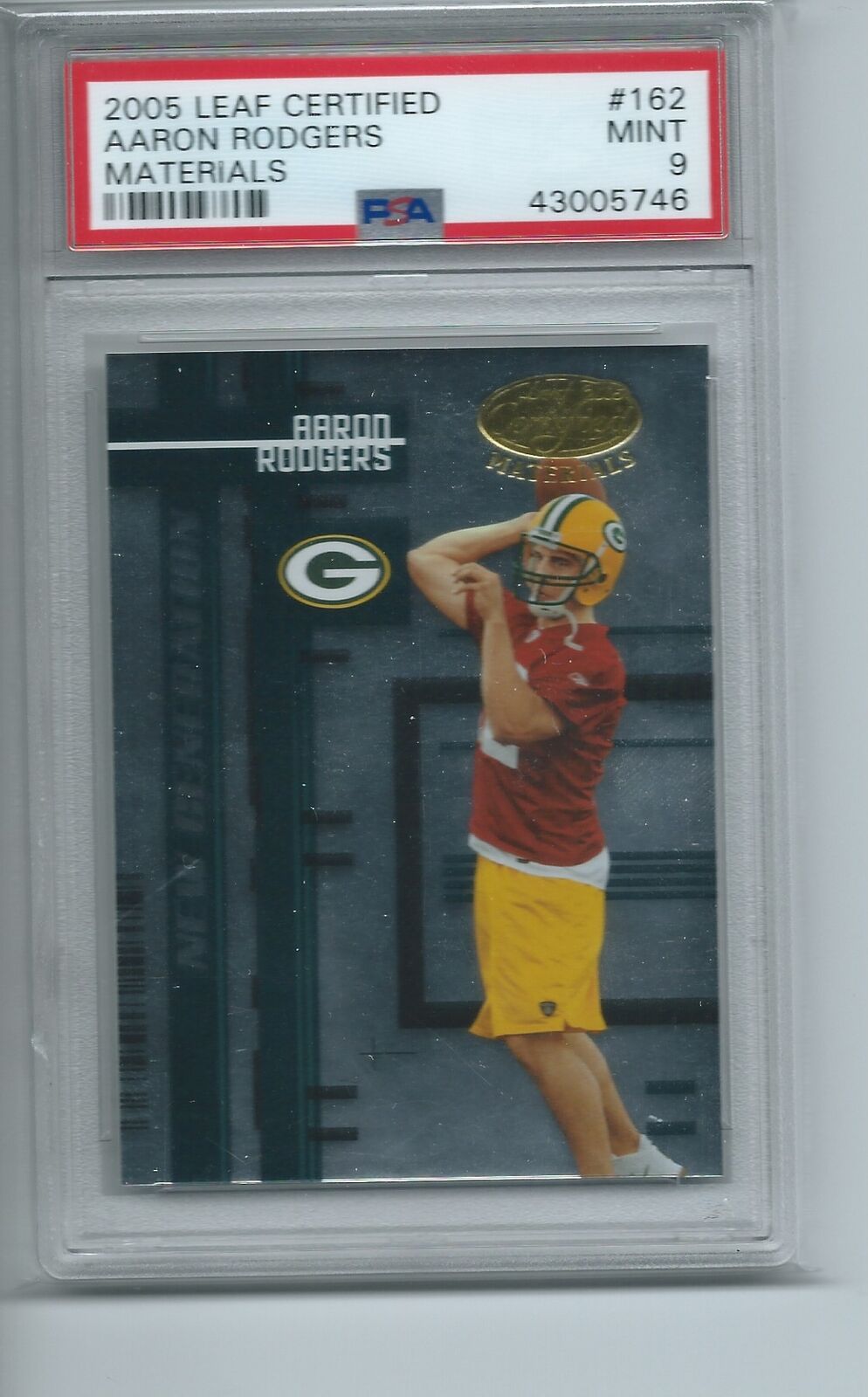 AARON RODGERS 2005 LEAF CERTIFIED MATERIALS NEW GENERATION RC #D 180/1000 PSA 9