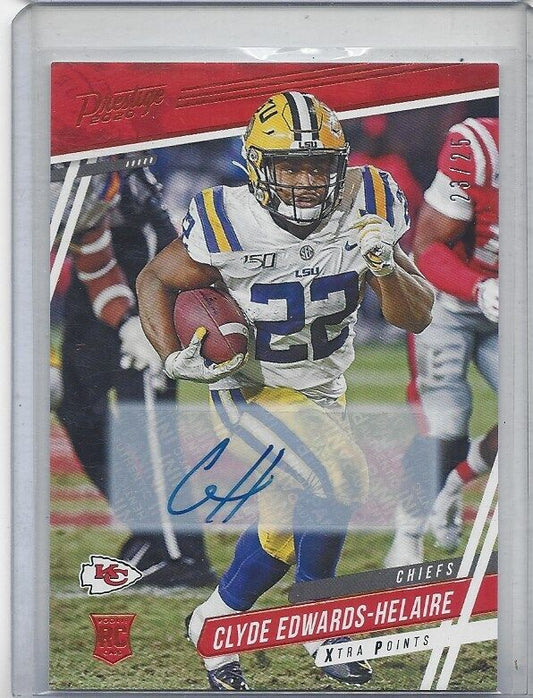 CLYDE EDWARDS HELAIRE 2020 PANINI PRESTIGE ORANGE XTRA POINTS AUTO RC #D 23/25