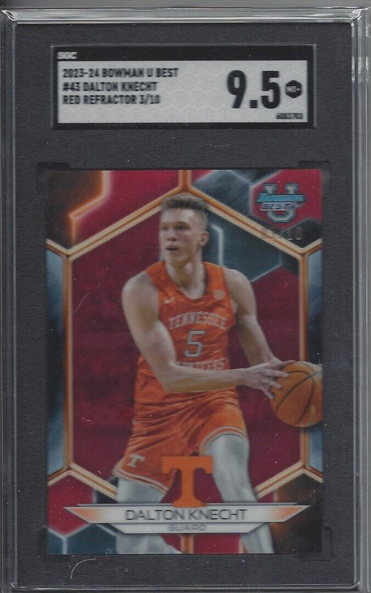 DALTON KNECHT 2023 BOWMAN BEST U RED REFRACTOR #D 3/10 SGC 9.5 JERSEY NUMBER #3!