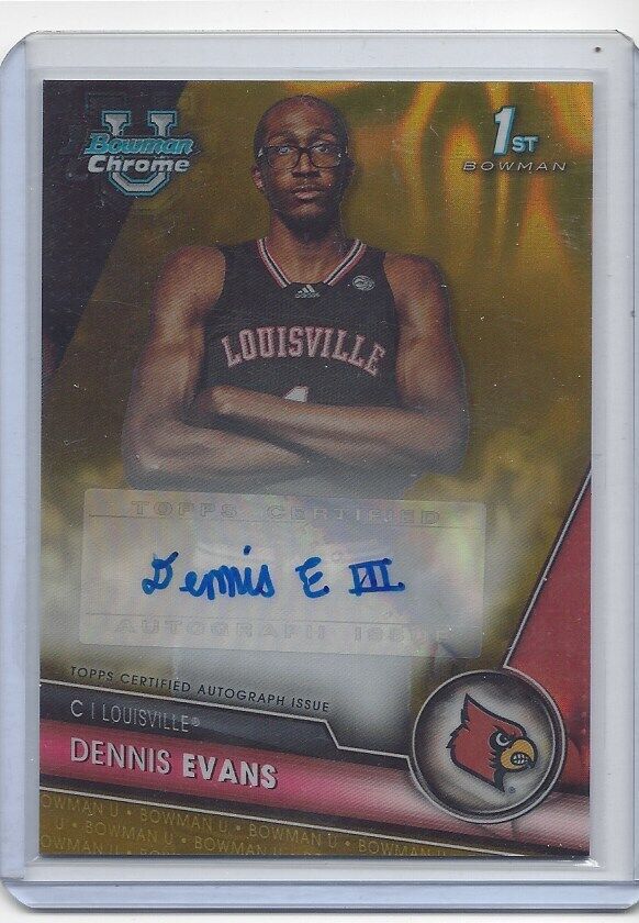 DENNIS EVANS 2023-24 BOWMAN CHROME UNIVERSITY 1ST GOLD LAVA REFRACTOR AUTO /50