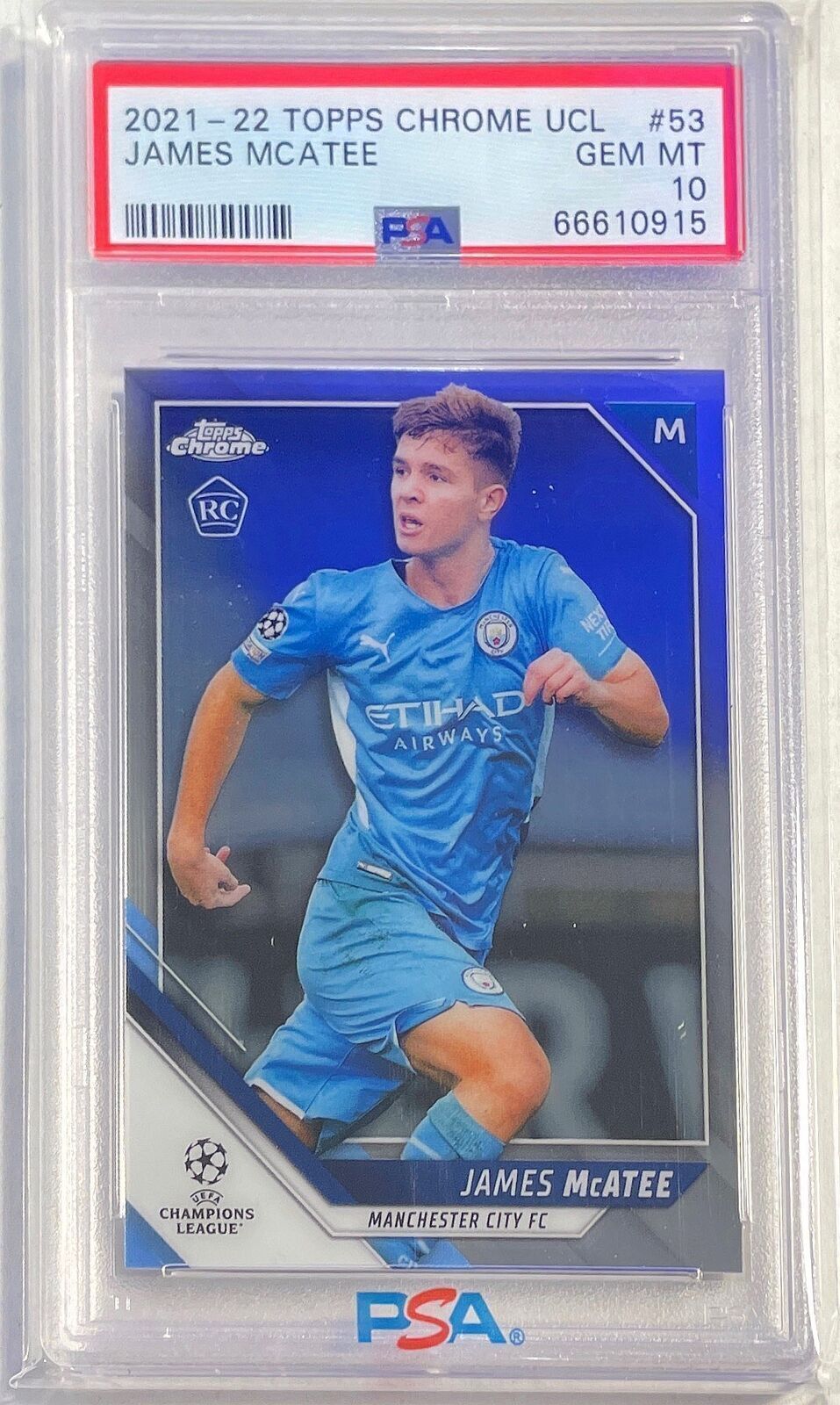 JAMES MCATEE 2021-22 TOPPS CHROME UCL ROOKIE RC #53 PSA 10 GEM MINT POP 5