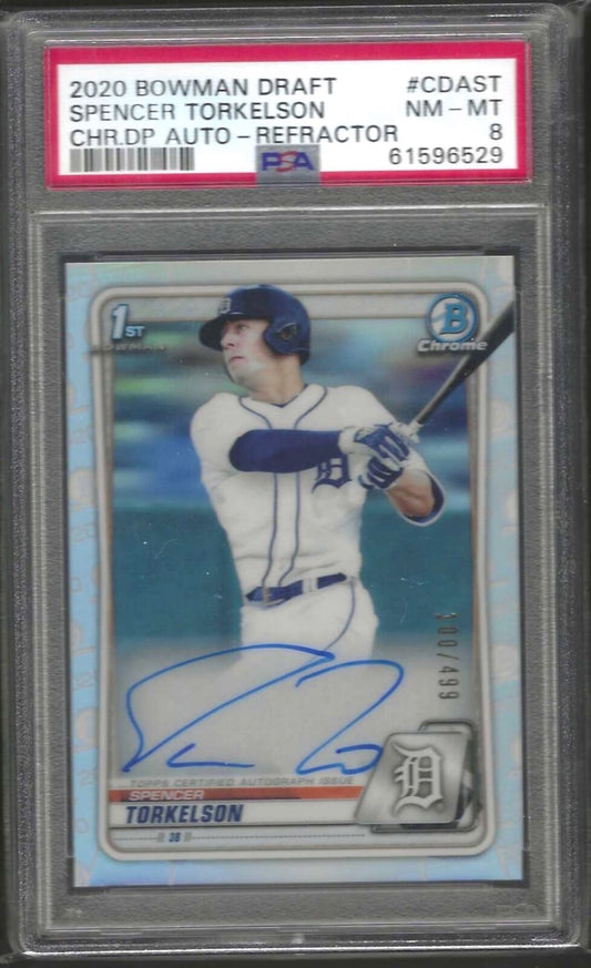 SPENCER TORKELSON 2020 BOWMAN CHROME 1ST REFRACTOR PROSPECT AUTO /499 PSA 8