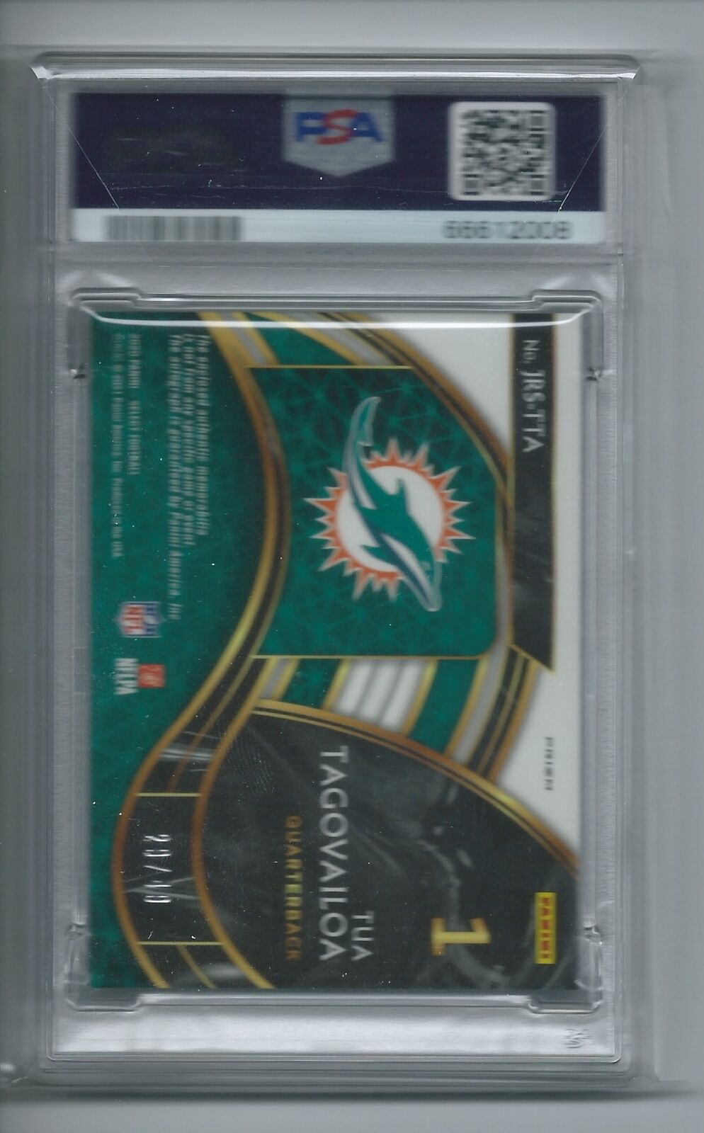 TUA TAGOVAILOA 2020 PANINI SELECT JUMBO JERSEY AUTO SILVER PRIZM RC #D /49 PSA 9