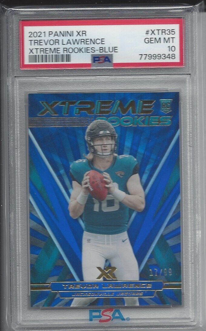 TREVOR LAWRENCE 2021 PANINI XR XTREME ROOKIES BLUE RC #D 17/99 PSA 10 GEM MINT