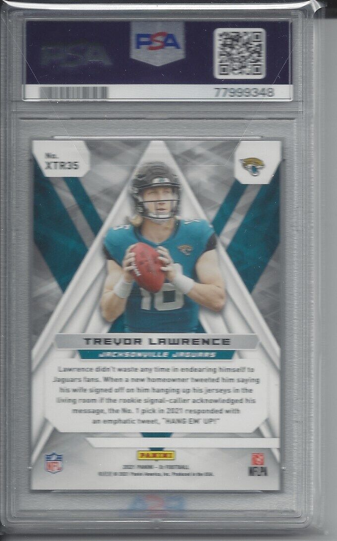 TREVOR LAWRENCE 2021 PANINI XR XTREME ROOKIES BLUE RC #D 17/99 PSA 10 GEM MINT